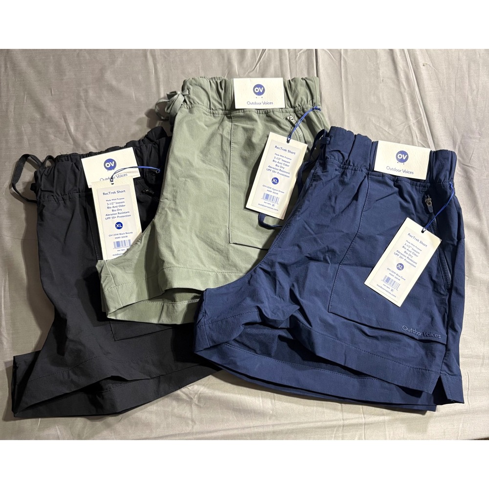 Outdoor Voices RecTrek Short 3 Pack XL Blue Green Black OV135W NWT